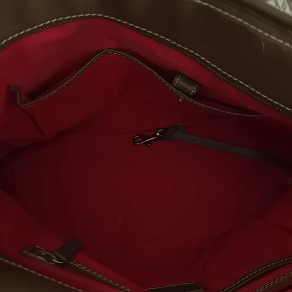 Dooney & Bourke Davis Leather Tote Bag Olive Green Zipper Preowned - Picture 9 of 16